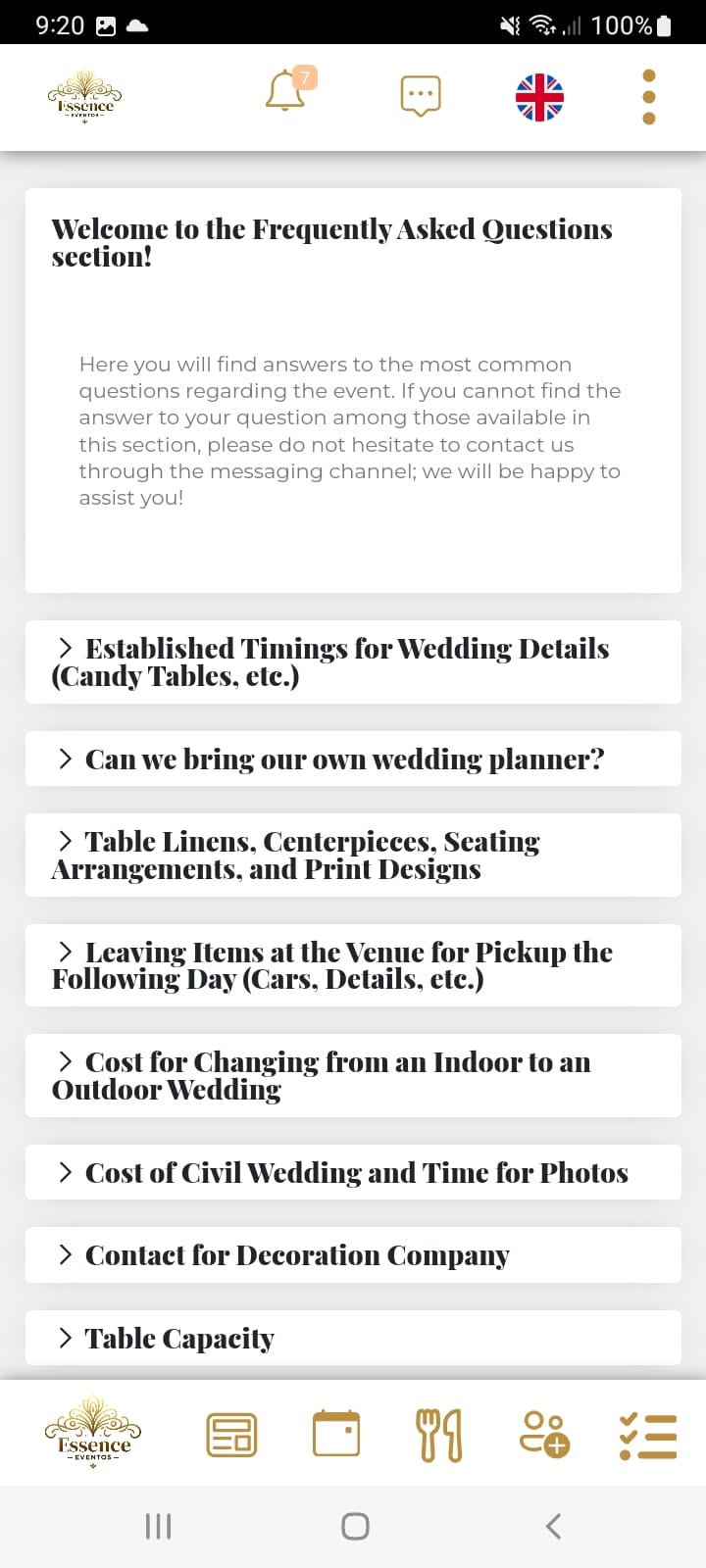 frecuently asked questions FAQ section of the Company's App